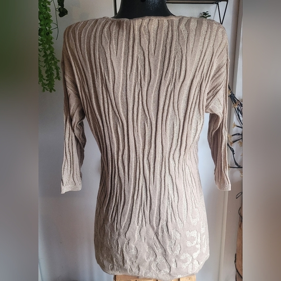 Chico's Traveller's Collection Tan Texture Cropped Sleeve Tunic L - Picture 6 of 7